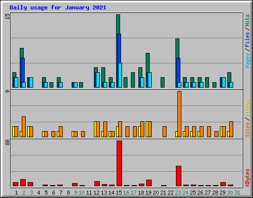 Daily usage for January 2021