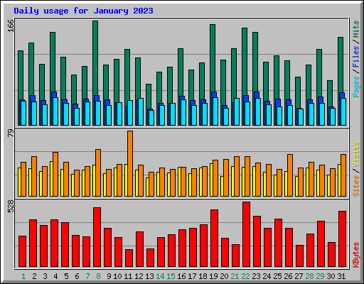 Daily usage for January 2023