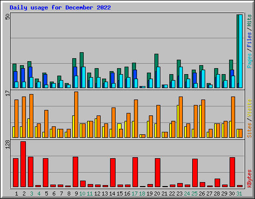 Daily usage for December 2022