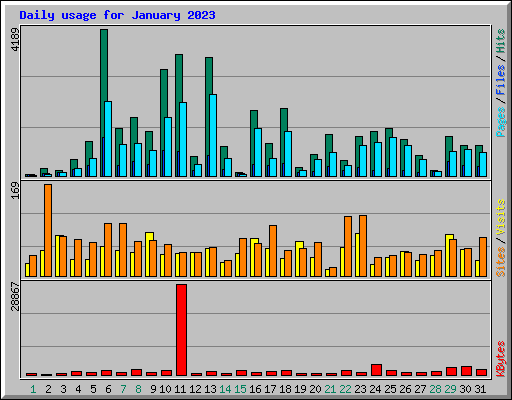 Daily usage for January 2023